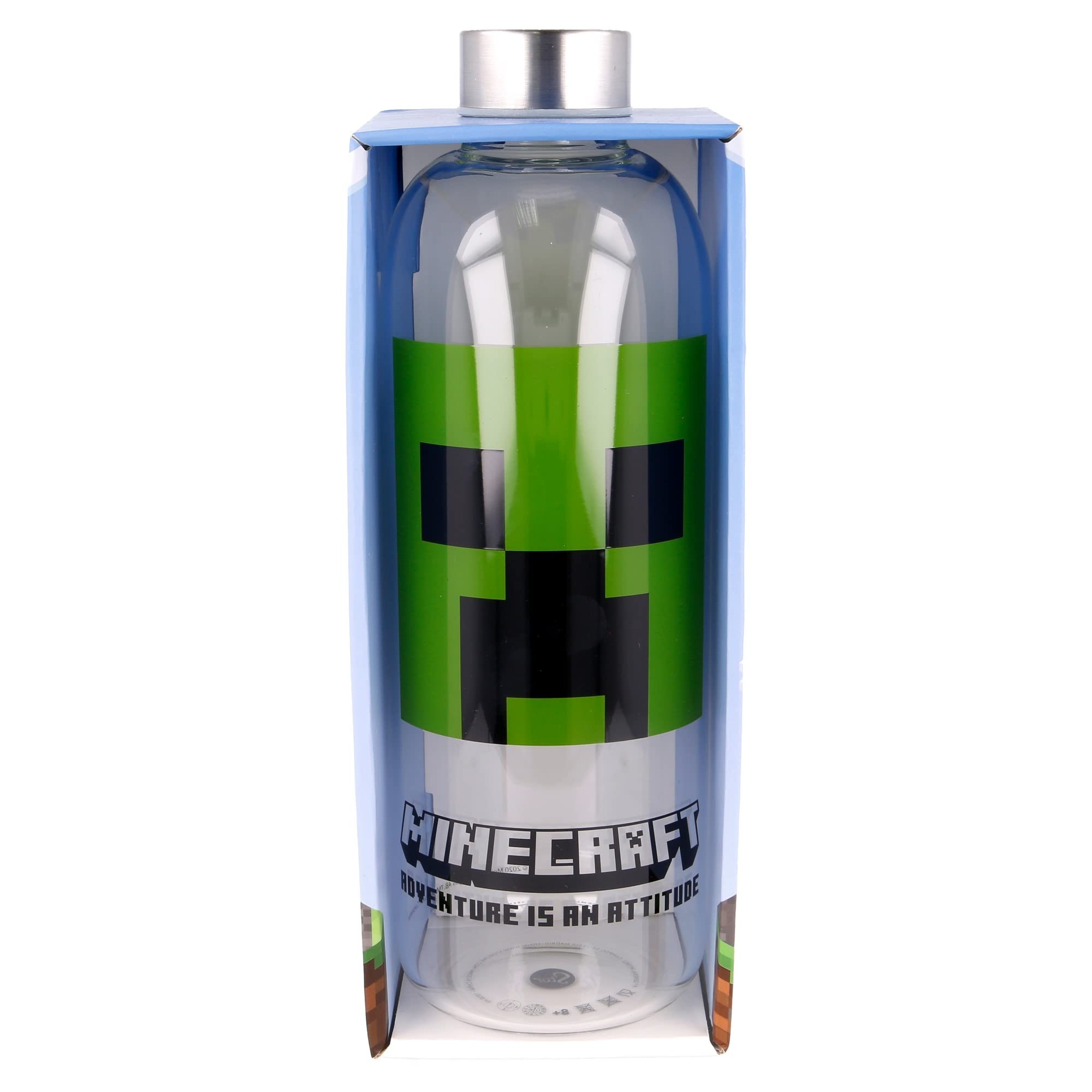 Stor8412497004454vidrio Botella, 1030 Ml Capacidad, Minecraft Stor8412497004454vidrio Botella, 1030 Ml Capacidad, Minecraft